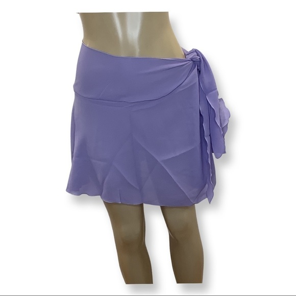 Lago Mar Light Purple Ruffle Lettuce Trim Sarong, Made In USA. New With Tags. - Picture 2 of 7